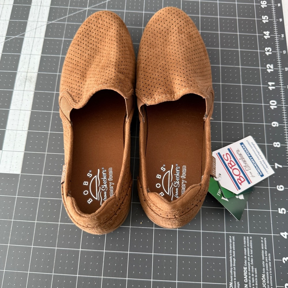 Skechers Bobs Suede Slip-On Flats in Light Brown - Picture 2 of 7